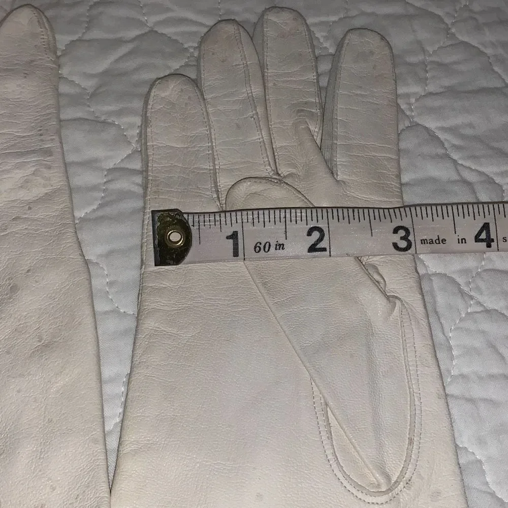 ‎Vintage White Kidskin Leather Gloves